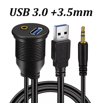 USB 3.0 & 3.5mm Car Mount Flush Cable 6 FT AUX Adapter Extension Dash Panel • $14.95