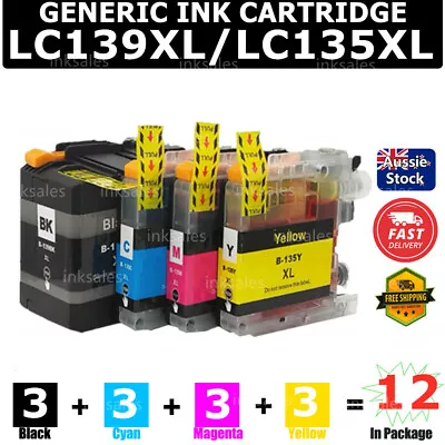 12x Generic Ink LC139XL LC135XL LC139 LC135 XL For Brother MFC J6520DW J6920DW • $35