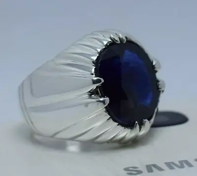 Natural Deep Blue Sapphire Big Sapphire Stone Real Stone Mens Real Gemstone Ring • $210