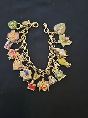 Vintage Signed Nolan Miller Charm Bracelet. 16 Charms 8 Inches  • $89.99