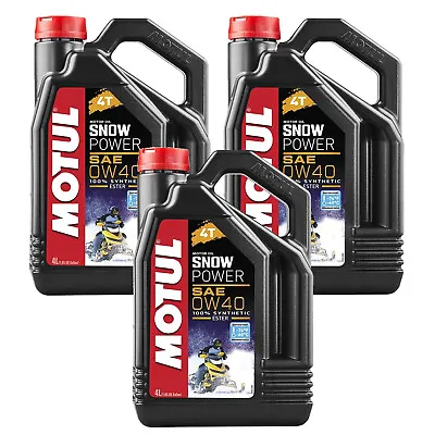 Motul Snowpower SAE 0W-40 12L 4T Motor Oil 4 Stroke 3 X 4L 105892 • $139.95