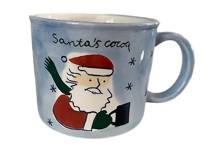 EDDIE BAUER HOME Christmas Coffee Mug Santa’s Cocoa Blue Ceramic Cup Holiday • $5.95