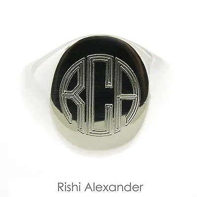 925 Sterling Silver Mens Signet Monogram Ring • $39.99