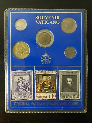 Original Vatican Souvenir Stamps And Coins Set • $21