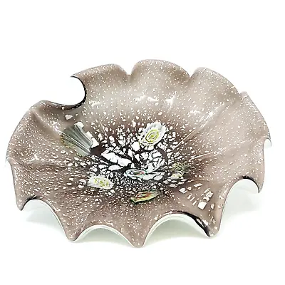 Vtg Murano Mauve Silver Aventurine Millefiori Cased Glass Bowl 9  • $19.95