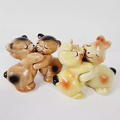 2 Pairs Of Vintage Van Tellingen Salt & Pepper Shakers Yellow Bunny & Bear Hug • $29.95