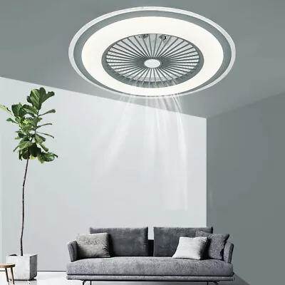 42  Modern Chandelier Ceiling Fan LED Light Retractable Blade + Remote Control • $61