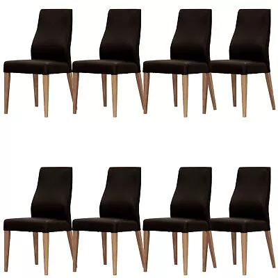 Rosemallow Dining Chair Set Of 8 PU Leather Seat Solid Messmate Timber Black Div • $3103.50