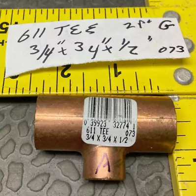 Copper Pipe Fitting Sweat Teereducer  3/4-In X 3/4 In X 1/2 In Free Shipping • $6.50