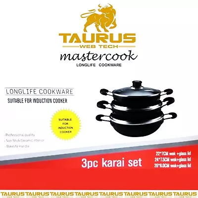 6Pc MASTER COOK Traditional N/S Karahi Set With Lids INDUCTION In GIFT BOX UK • £35.95