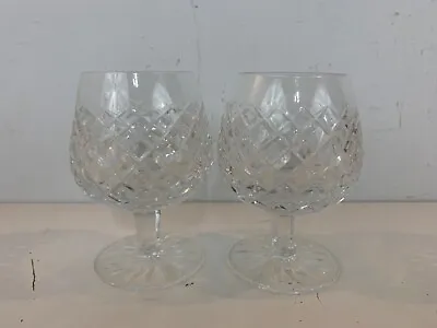 Vintage Clear Diamond Cut Glass Pair Of Brandy Glasses • $75