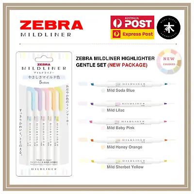 Zebra Mildliner Double-Sided Highlighter - Gentle - 5 Colour Set (New Colour) • $11.80