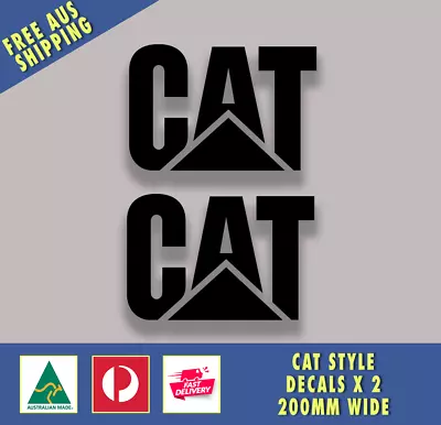 Cat Caterpillar Style X 2 200mm Wide (black) Decals Power Tools Machinery • $9.95