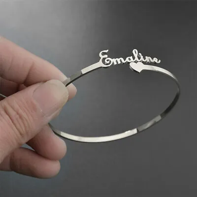 Custom Name Bangle Nameplate Open Cuff Bracelet Stainless Steel Women Jewelry • $6.47