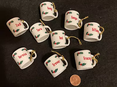 Ganz Mini Mug Cup Christmas Ornament White Red Green Personalized Pick Name • $6