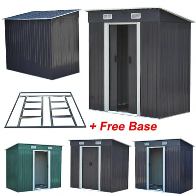 4x6/8 FT Metal Garden Shed House Patio Storage Tool Sheds Galvanized + Free Base • £185.95