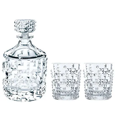 Nachtmann Punk Collection Crystal Glass Decanter And 2 Whiskey Tumblers • $250