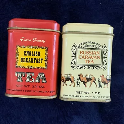 Lot Of 2 VTG John Wagner & Sons Tea Tins EMPTY English Breakfast Russian Caravan • $19.99