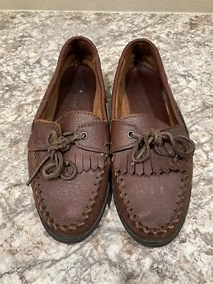 Minnetonka Moccasin Loafers Womens Size 10/Mens Size 8 Brown Soft Shoes • $25