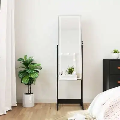 Mirror Jewellery Cabinet With LED Lights Free Standing Black VidaXL • £167.16