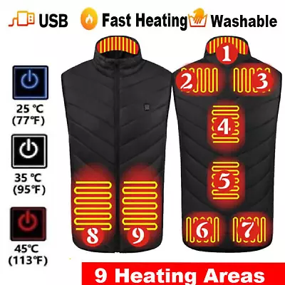 Electric Heated Vest Jacket USB Thermal Warm Heat Pad Winter Body Warmer Unisex • $40.99