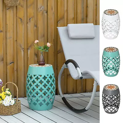 12  Patio Round Stool Outdoor Footstool Mosaic Side Table Plant Stand • $49.98