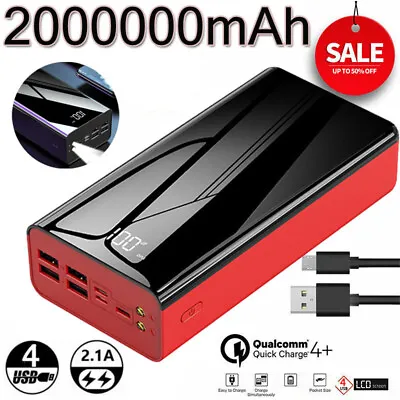 $28.99 • Buy 2023 Power Bank 2000000mAh Portable Fast Charger 4 USB Battery Pack Mobile Power