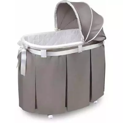 $64.79 • Buy Oval Bassinet With Ceiling Foam Pad Removable Washable Liner Skirt Gray Unisex