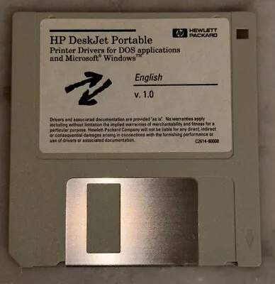 Vintage HP Deskjet Portable Driver V1.0 For/ Microsoft DOS & Windows 3.5  Disk • $19.75