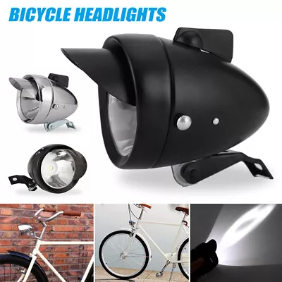 Vintage Bicycle Bike Front Head Light Flashlight Lamp LED Headlamp W/ Bracket AU • $22.98