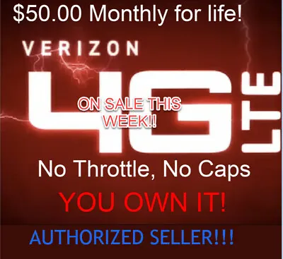Verizon Unlimited Data Plan - $50 Monthly - No Cap Or Throttle - No Contract • $39.99