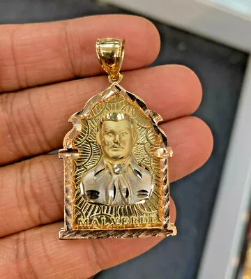 New 14k  Trio Gold Jesus Malverde Narco Saint Sinaloa Pendant Diamond Cut 11.5g • $887.16