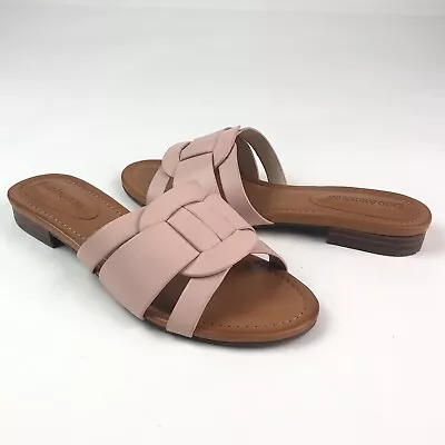 Enzo Angiolini Slides Sandals Slip On Shoes Leather Pink Flats Size 6.5   • $19.99