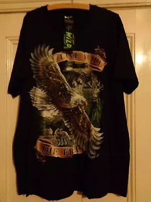 New Eagle Wolf Native American Indian Biker T- Shirt Front & Back Print  XL • £13.99