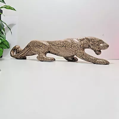 Vintage Royal Haeger 23  Ceramic Crouching Panther Unusual Cracked Gold Glaze! • $375