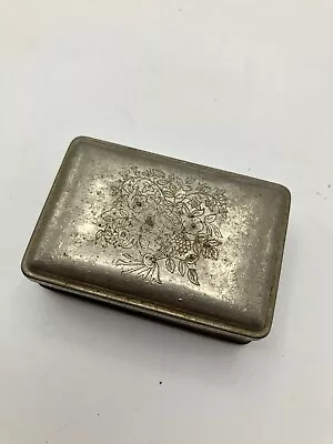 Vintage Antique Aluminum Metal Soap Holder Container Travel Case Engraved Flower • $21