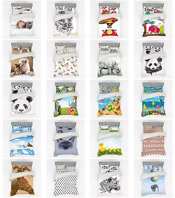 Ambesonne Animal Art Bedding Set Duvet Cover Sham Fitted Sheet In 3 Sizes • $85.99