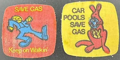 Vintage 1970’s Cereal Premiums Pair Iron On Patches SAVE GAS As Is • $16.99