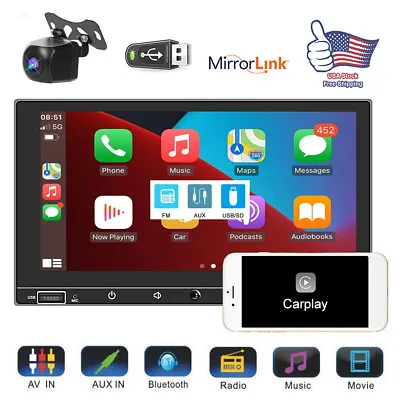$104.99 • Buy 7  Double Din Car Stereo With Apple Carplay & Android Auto Play MP5 Radio+Camera