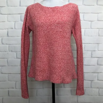 Ann Taylor Red Pink Sweater Size M Tie Neck Wool Blend • $2.99