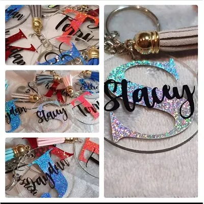 Personalised Keyring Any Letter Any Name Any Colour Novelty Gift Present • £3.99