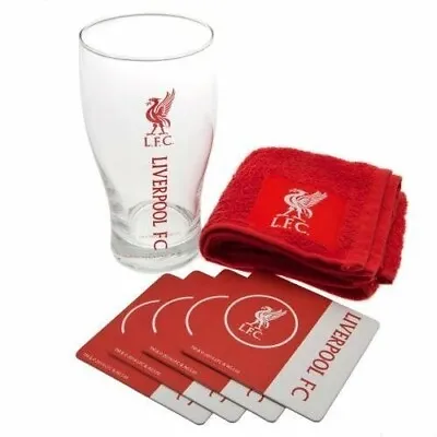 £14.99 • Buy Liverpool FC Official Mini Bar Set Pint Glass Beer Mats Towel