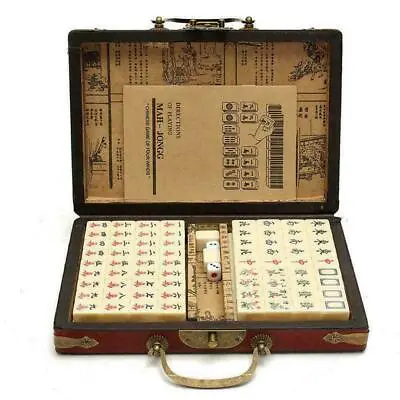 144 Piece Tiles Vintage Mahjong Rare Mah-Jong Set Bamboo W/ English Instructions • £18.17