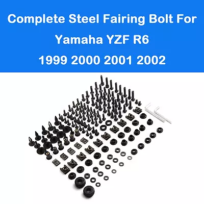 Black Complete Fairing Bolt Body Screw Kit For Yamaha YZF R6 1999 2000 2001 2002 • $21.86