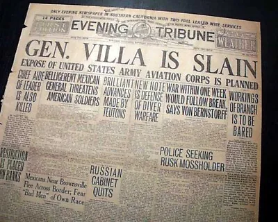 False PANCHO VILLA Mexican Revolution Guerrilla Leader KILLED ? 1916 Newspaper • $65