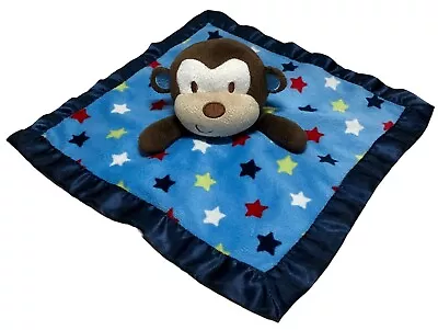 Garanimals Monkey Stars Blue Lovey Security Blanket Satin Plush Baby Lovey • $9.34