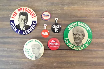 Political Pin Lot Of 7 Various Office Campaign Button Tab Kennedy Carter Vtg • $30