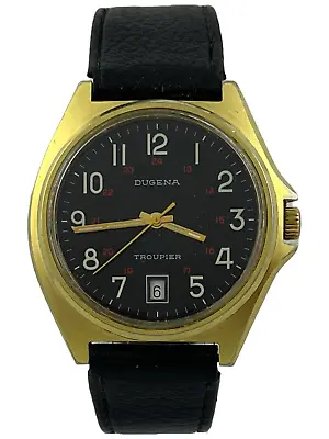 Men's Wristwatch Dugena Troupier Hand Wound Sgt 110-1 With Date Works • $159.12