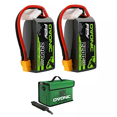 2x OVONIC 14.8V 4S 35C 2200mAh Lipo Battery XT60 +lipo Bag For RC Aircraft Jet • $75.99