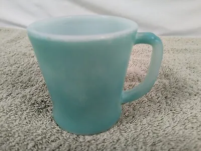 Vintage FIRE KING TEAL TURQUOISE  D HANDLE Coffee Mug Oven Ware Made In USA • $14.95